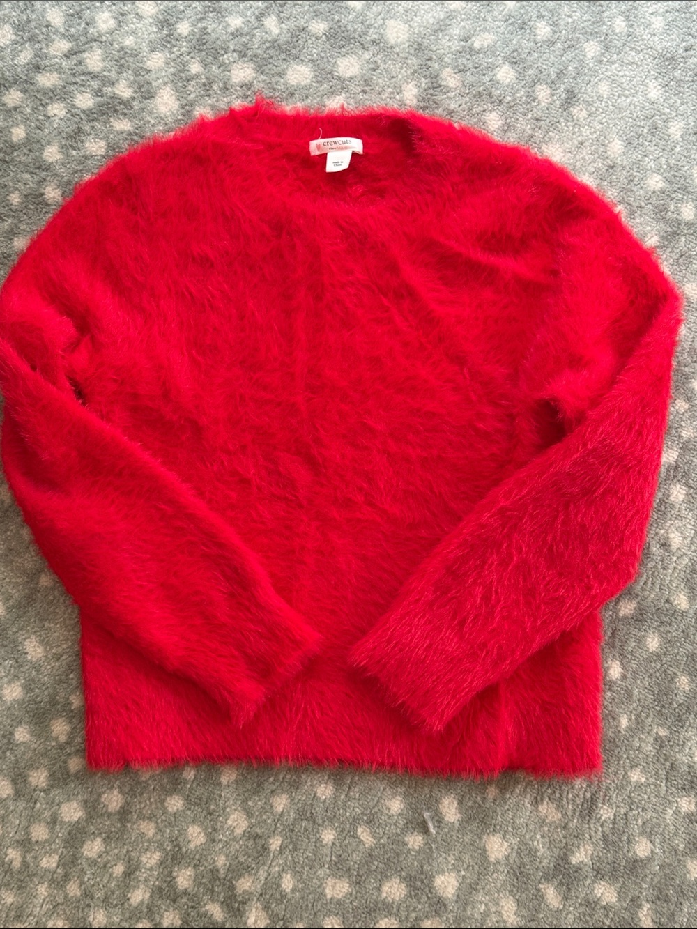 Crewcuts Bright Red Fuzzy Crewneck Sweater